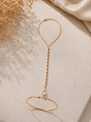 Fm 💎 Premium Parlak Gold Renk Şık Damla Taş Figürlü Kadın 316L Çelik Şahmeran Bileklik (22cm)