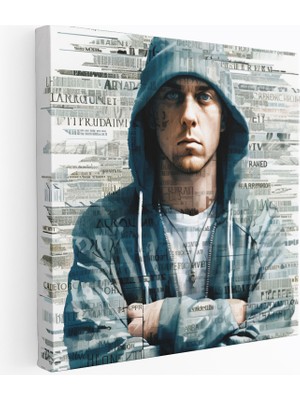 Popcasso Eminem Temalı Modern Sanat Şarkı Sözleri Kolajı Kanvas Tablo