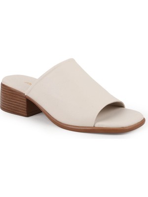 Mammamia Kadın Günlük Ayakkabı Slip-On Lazer Kesim Kısa Topuklu Hakiki Deri Anne Ayakkabısı 26Y-1670