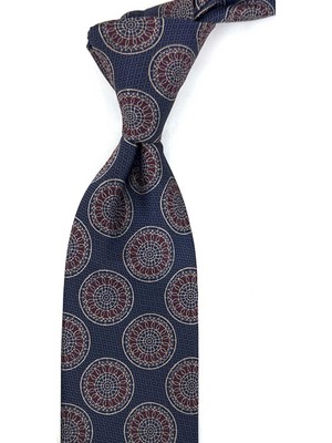 Kravatkolik Lacivert Bordo Motif Desen Mendilli Klasik Kravat KK13975