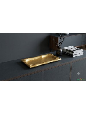 Vitale Gold Dekoratif Tepsi 47*27*4 cm
