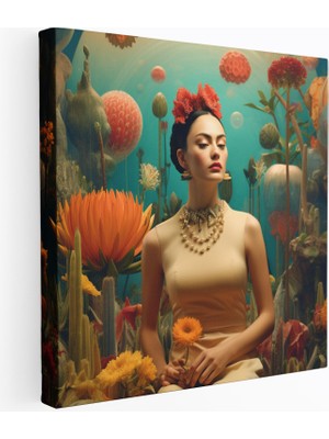 Popcasso Sihirli Bahçe Teması Modern Sanat Meksika Esintili Portre Tarzı Duvar Tablosu
