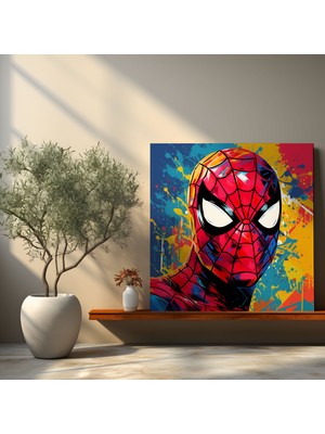 Popcasso Adam Kompozisyonu Pop Sanat Spider Man Marvel Koleksiyonu Örümcek Kanvas Duvar Tablosu