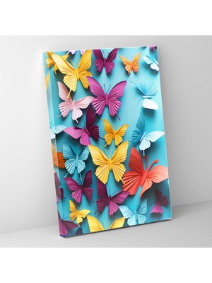 Popcasso Renkli Kelebekler Origami Temalı Çağdaş Tasarım Duvar Tablosu