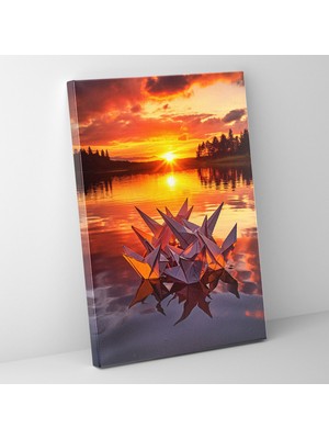 Popcasso Origami Temalı Katlanmış Turnalar Görseli Kanvas Tablo