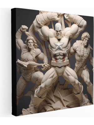 Popcasso 3D Heykelsi Marvel Temalı Kanvas Tablo