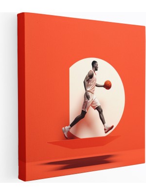Popcasso Minimalist Basketbol Illüstrasyonu Modern Sanat Temalı Nba Tasarımı Duvar Tablosu
