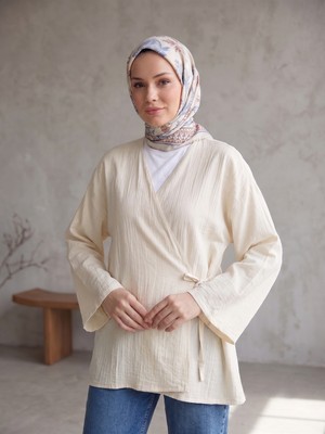Miostil Yan Bağlamalı Çilek Tunik-Taş