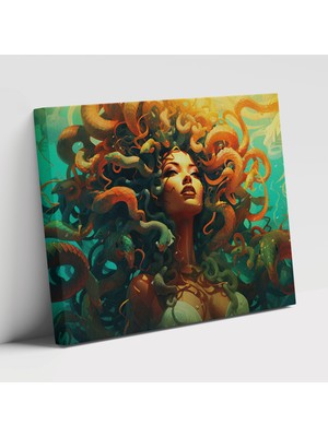 Popcasso Mitoloji Temalı Medusa'nın Gerçeküstü Yılanları Dekoratif Kanvas Tablo