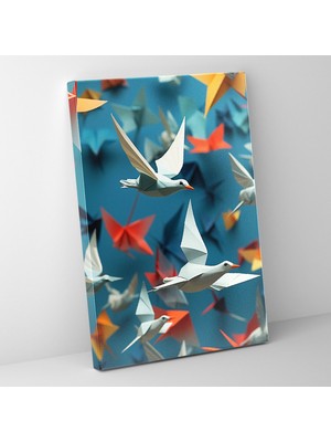 Popcasso Uçan Kuşlar Motifli Origami Stil Dekoratif Duvar Sanatı Duvar Tablosu