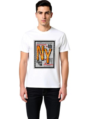 PayBuy Erkek Metropolis Bronx Urban City Baskılı Günlük Tişört %100 Pamuk Rahat Kesim Modern Şık Konforlu