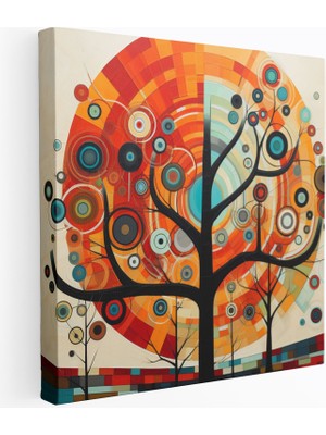 Popcasso Geometrik Yaşam Ağacı Modern Sanat Temalı Duvar Iskelesi Duvar Tablosu