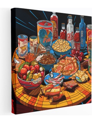 Popcasso Canlı Yaşam Enerjik Pop Art Masa Illüstrasyonu Kanvas Tablo