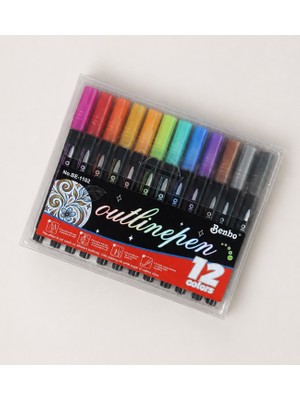 Giftmoda 12 Renk Gümüş Yaldızlı Marker Set