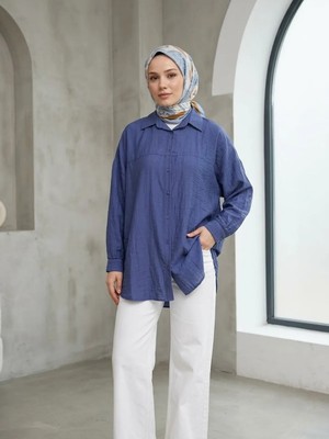 Miostil Ön Roba Detaylı Tunik-Indigo