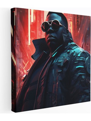Popcasso Cyberpunk Motifli Notorious Big Gelecekçi Dijital Sanat Çağdaş Illüstrasyon Kanvas Tablo