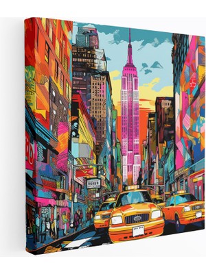 Popcasso Kentsel Renk Oyunu Pop Art Esintili Dijital Illüstrasyon Dekoratif Kanvas Tablo