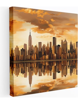 Popcasso Panoramik Manhattan Görünümü Modern ile Çağdaş Dekorasyon Unsuru Kanvas Tablo