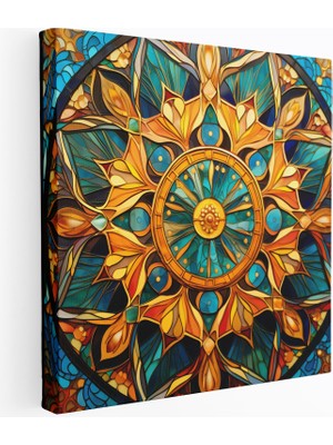 Popcasso Kutsal Mandala Sal Vitray Mandala Dekoratif Kanvas Tablo