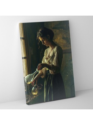 Popcasso Johannes Vermeer Temalı Şarap Döken Kadın Kanvas Tablo