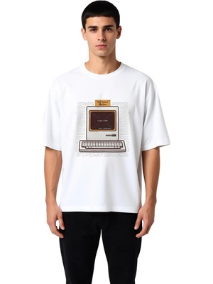PayBuy Erkek Oversize Retro Arcade Oyun Bitti Baskılı Nostalji Tişört Rahat Kesim Günlük Modern Şık Zarif