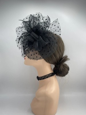 Tulle Store Düğün Şapka Siyah Gelin Kep,nikah Şapkası,düğün Kepi Vualet ,gelin Tacı Kına,nikah,düğün Şapkası