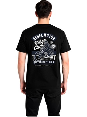 PayBuy Erkek Motosiklet Kulübü Baskılı Pamuk Tişört Rebel Motor Tasarım Rahat Kesim Günlük Modern Şık Zarif