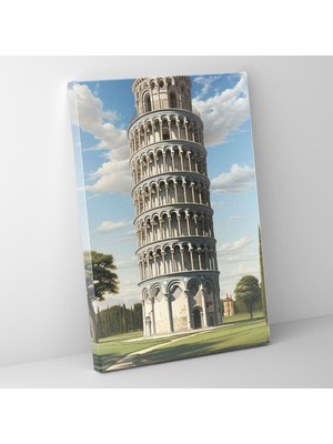 Popcasso Pisa Eğik Kulesi Detaylı Betimleme ile Sanatsal Görsellik Kanvas Duvar Tablosu