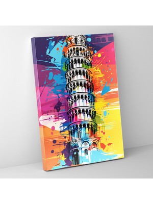 Popcasso Pisa Eğik Kulesi Pop Art Modern Sanat Duvar Tablosu