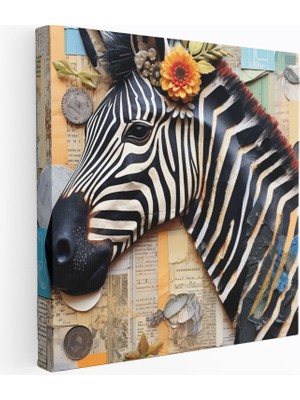 Popcasso Zebra Desenli Zebra Figürü ile Çağdaş Duvar Tablosu