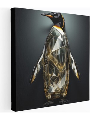 Popcasso Geometrik Penguen Kompozisyonu Çağdaş Duvar Tasarımı Kanvas Tablo