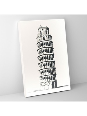 Popcasso Eğik Kule Temalı Minimalist Modern Sanat Yorumlaması Duvar Tablosu
