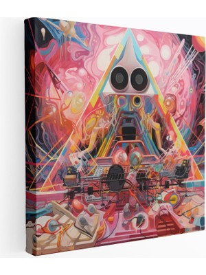 Popcasso Pembe Floyd Abstrakt Psikedelik Tarzda Kanvas Duvar Tablosu