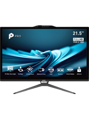 MSI Msı Pro AP222T 14MA-607XEU Core I5-14400 16GB 512GB SSD 21.5″ Fhd Dokunmatik Freedos Siyah All In One Pc
