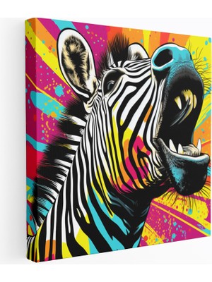 Popcasso Zebra Pop Sanat Cesur Renkler ve Yaratıcı Çizim Kanvas Tablo