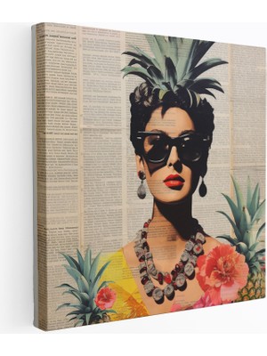 Popcasso Retro Kolaj Ananas Ananas Temalı Modern Sanat Duvar Tablosu
