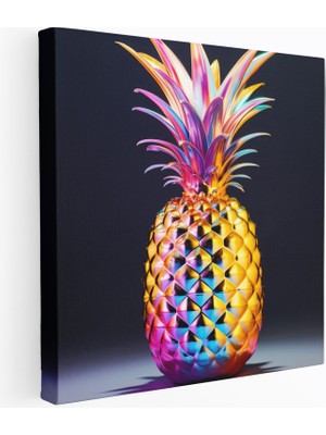 Popcasso Holografik Ananas Motifli Gelecekçi Stil Kanvas Tablo