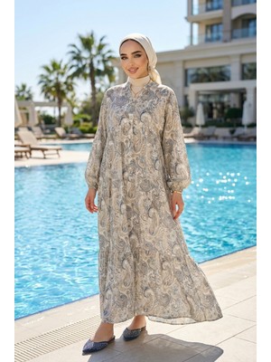 Kirazca Butik Kadın Modal Kumaş Dökümlü Uzun Elbise