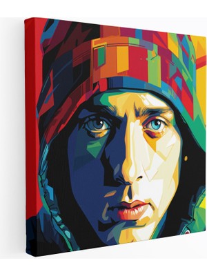 Popcas Eminem Motifli Canlı Renklerde Pop Sanat Esintili Tasarım Kanvas Duvar Tablosu