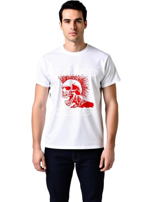 PayBuy Erkek Punk Rock Grafik Baskılı Kısa Kollu Tişört Crew Yaka Konforlu Günlük Kesim Rahat Modern Şık