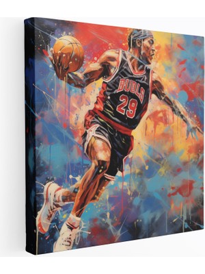 Popcas Michael Jordan Abstrakt Ekspresyonist Modern Sanat Figürü Kanvas Duvar Tablosu