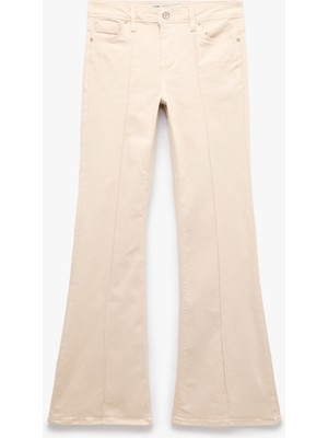 Koton Cep Detaylı Dar Kesim Nervürlü Pamuklu Ispanyol Paça Denim Pantolon - Flare Jeans