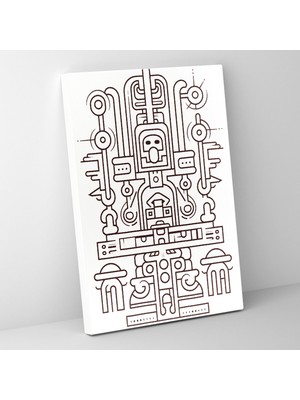 Popcasso Minimalist Inka Medeniyeti Mayan Temalı Modern Sanat Kanvas Duvar Tablosu
