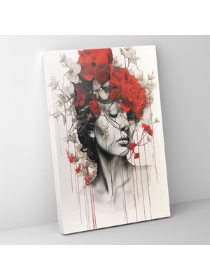 Popcas Modern Sanat Kaos Dengesi Sanatı Kanayan Çiçekler Düzeni Duvar Tablosu
