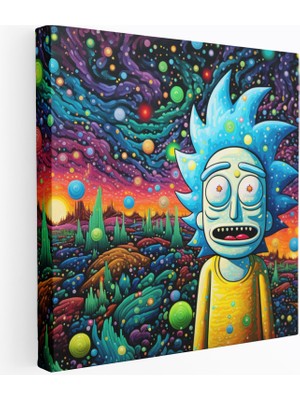 Popcasso Noktalı Lar Rick ve Morty Motifli Dekoratif Kanvas Tablo