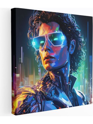 Popcasso Michael Jackson Hologram Neon Detaylar Duvar Tablosu