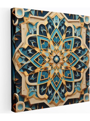 Popcasso Kutsal Kuran Motifli Geometrik Islam Sanatı Çağdaş Dekorasyon Ürünü Kanvas Tablo