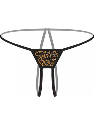 Hace Bazaar  Ağı Açık Büyük Beden Leopar Desenli Fantezi G String