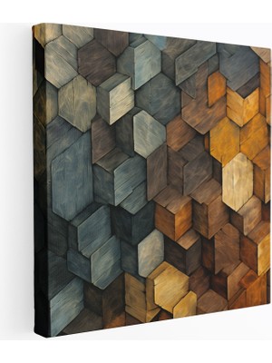 Popcasso Yeşil Çam Geometrik Modern Abstrakt Desen ile Doğa Manzarası Dekoratif Kanvas Tablo