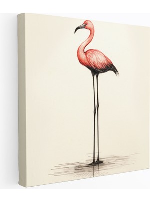 Popcas Minimalist Flamingo Flamingo Temalı Dekoratif Kanvas Tablo